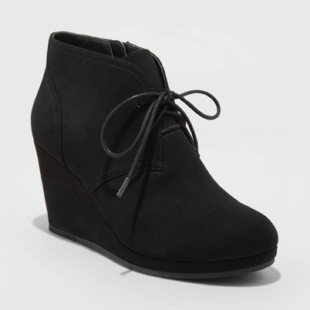 NWOT suede wedge booties